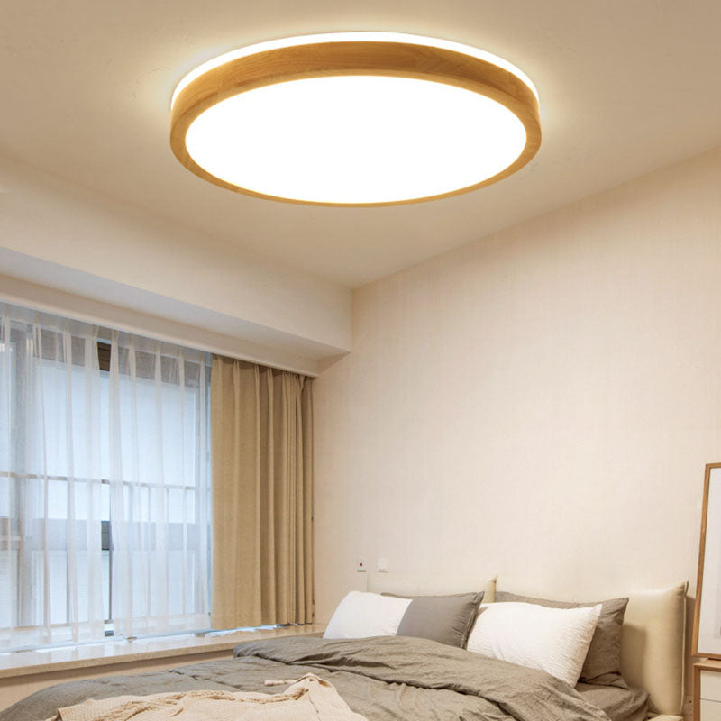 Brown LED Ceiling Light in Modern Simplicity Circular Acrylic Flush Mount for Bedroom