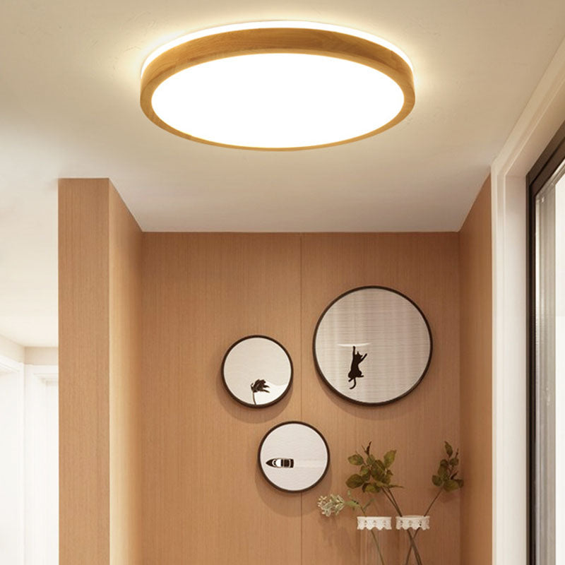 Brown LED Ceiling Light in Modern Simplicity Circular Acrylic Flush Mount for Bedroom