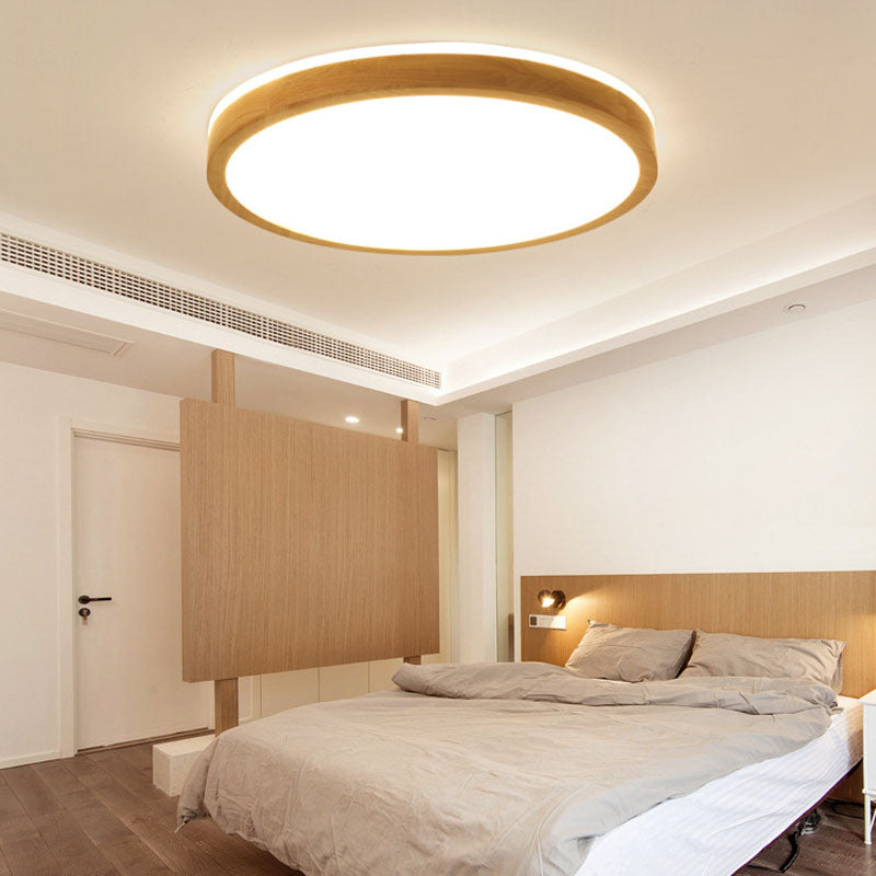 Brown LED Ceiling Light in Modern Simplicity Circular Acrylic Flush Mount for Bedroom