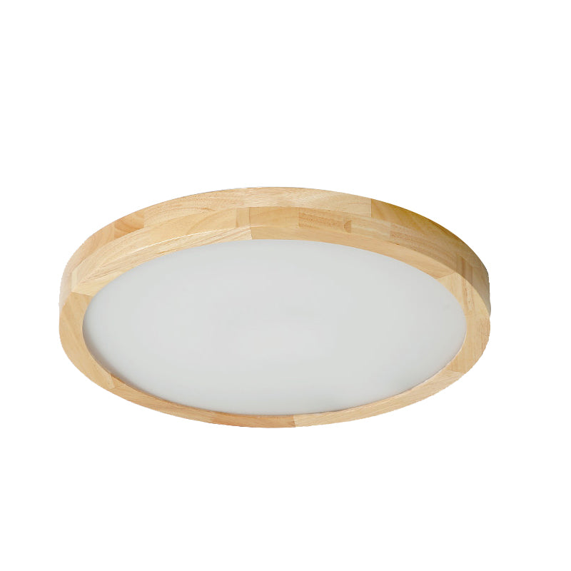 Modern Simplicity LED Flush Mount Circular Wooden Ceiling Light in Brown