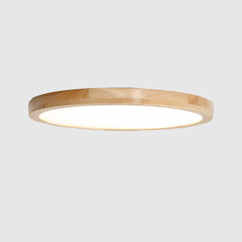 Modern Simplicity LED Flush Mount Circular Wooden Ceiling Light in Brown