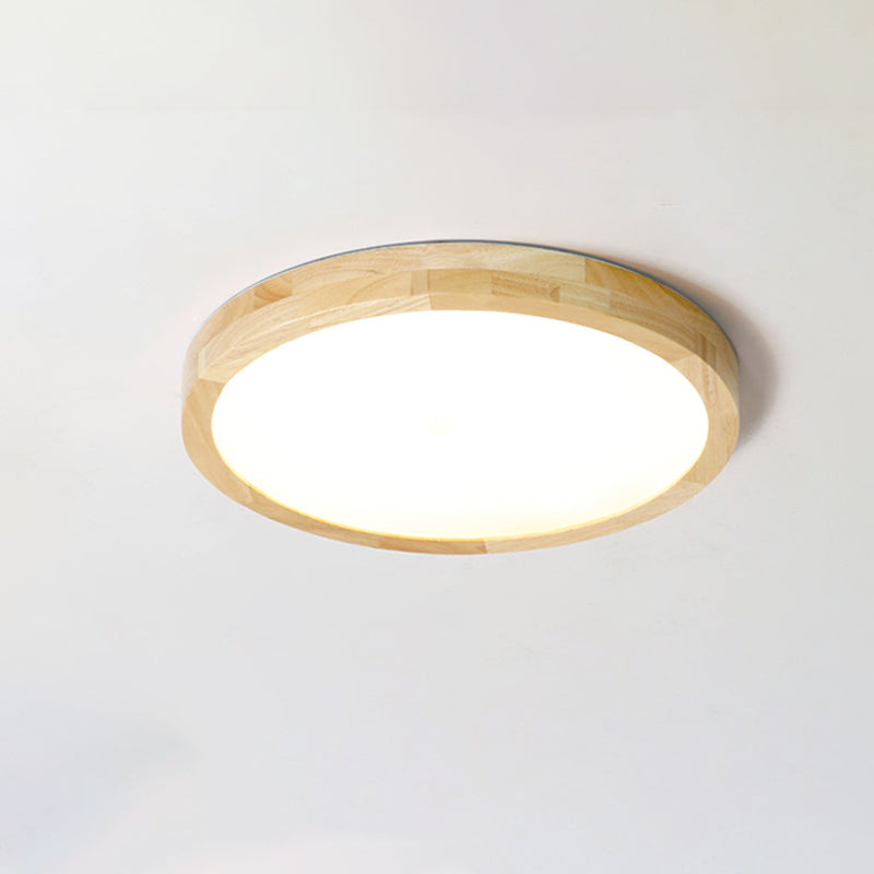 Modern Simplicity LED Flush Mount Circular Wooden Ceiling Light in Brown