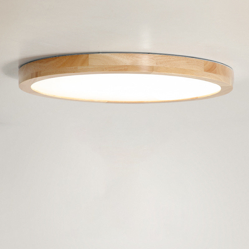 Modern Simplicity LED Flush Mount Circular Wooden Ceiling Light in Brown