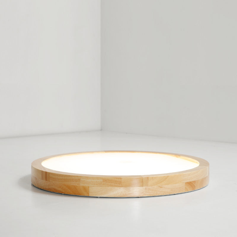 Modern Simplicity LED Flush Mount Circular Wooden Ceiling Light in Brown