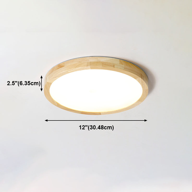 Modern Simplicity LED Flush Mount Circular Wooden Ceiling Light in Brown