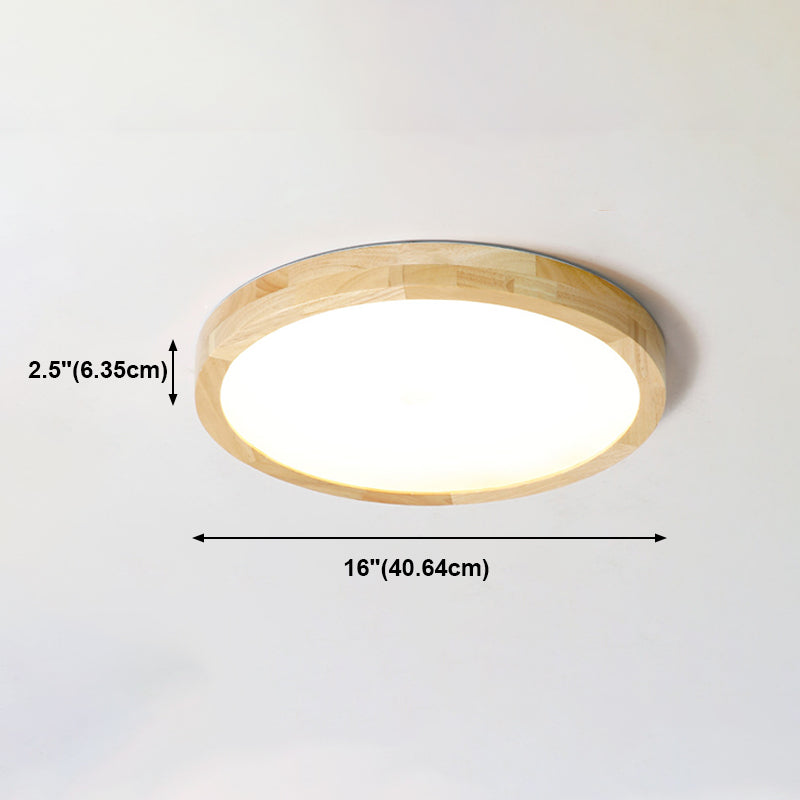 Modern Simplicity LED Flush Mount Circular Wooden Ceiling Light in Brown