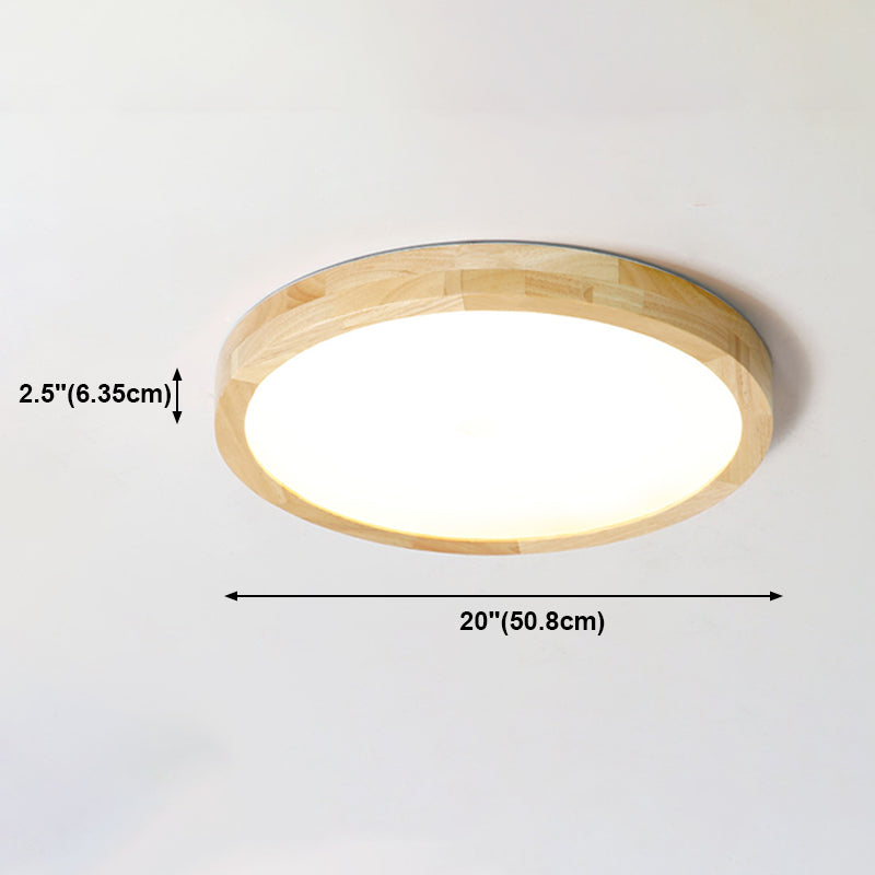 Modern Simplicity LED Flush Mount Circular Wooden Ceiling Light in Brown