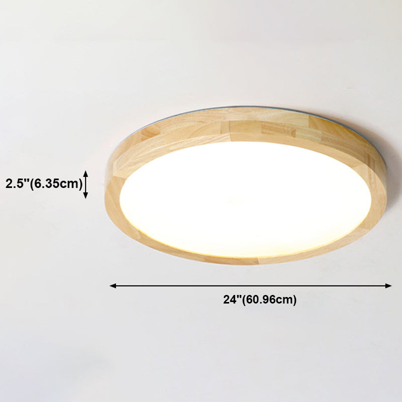 Modern Simplicity LED Flush Mount Circular Wooden Ceiling Light in Brown