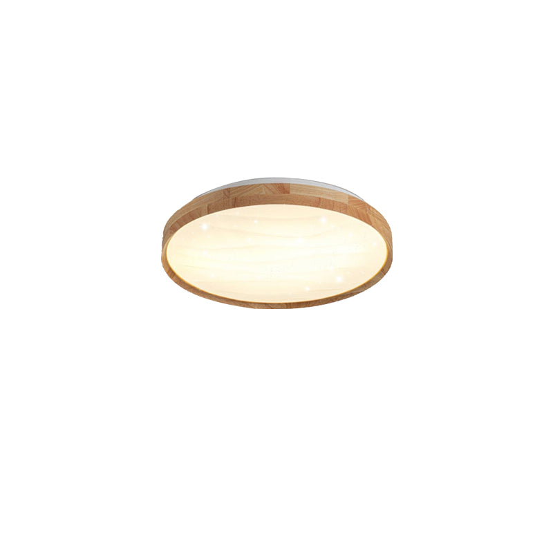 Plastic Circular Ceiling Light in Modern Minimalist Wooden LED Flush Mount in Brown