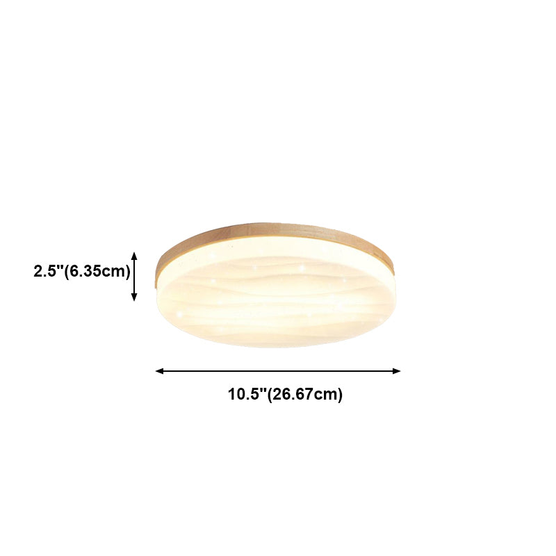 Plastic Circular Ceiling Light in Modern Minimalist Wooden LED Flush Mount in Brown