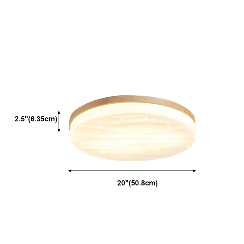 Plastic Circular Ceiling Light in Modern Minimalist Wooden LED Flush Mount in Brown