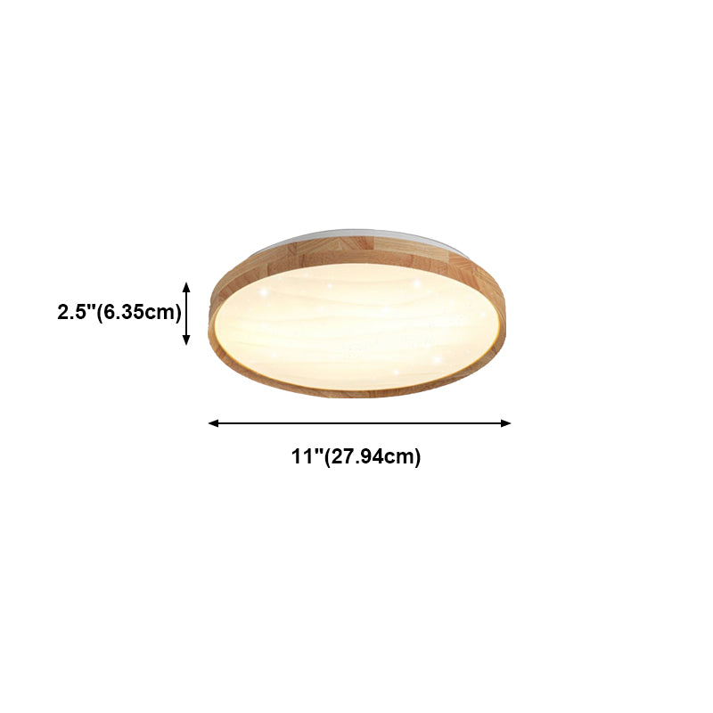 Plastic Circular Ceiling Light in Modern Minimalist Wooden LED Flush Mount in Brown