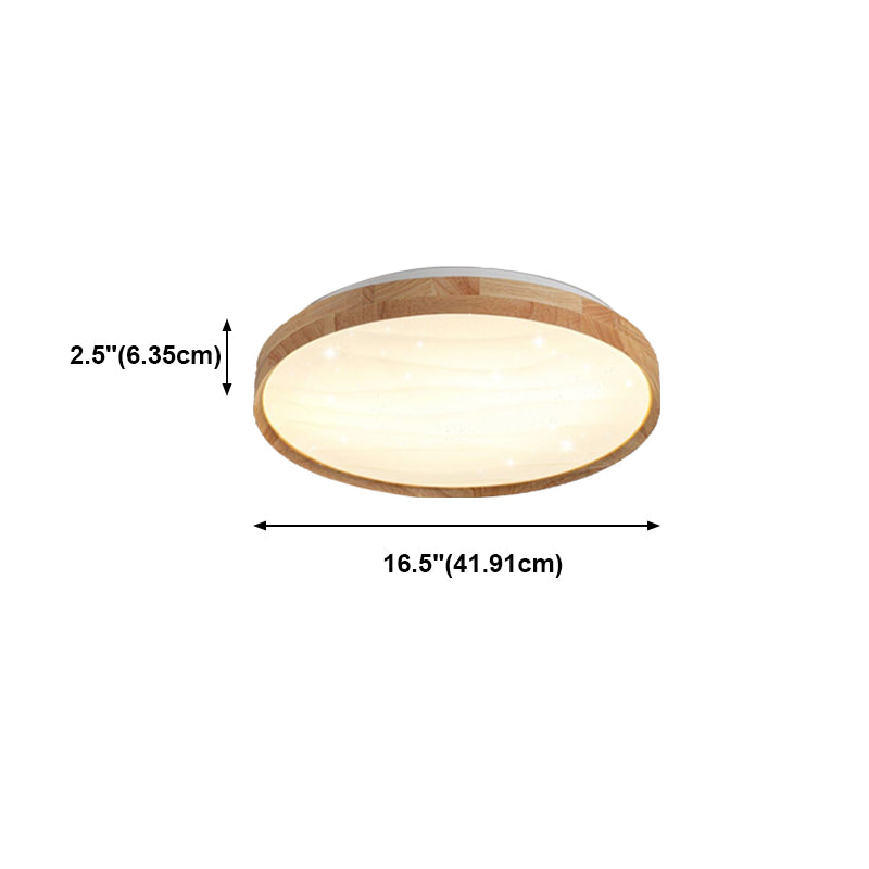 Plastic Circular Ceiling Light in Modern Minimalist Wooden LED Flush Mount in Brown