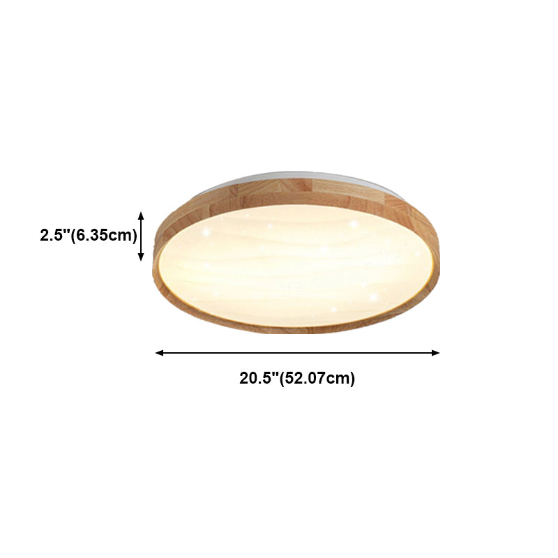 Plastic Circular Ceiling Light in Modern Minimalist Wooden LED Flush Mount in Brown