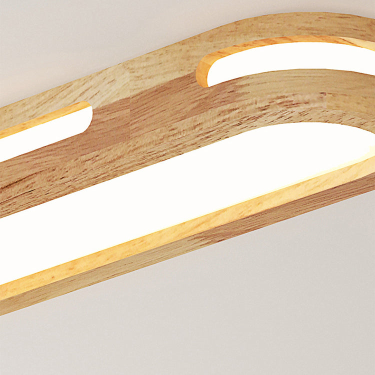 Wooden Geometric Ceiling Light in Modern Style Acrylic LED Flush Mount for Corridor