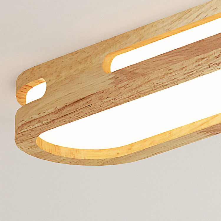 Wooden Geometric Ceiling Light in Modern Style Acrylic LED Flush Mount for Corridor