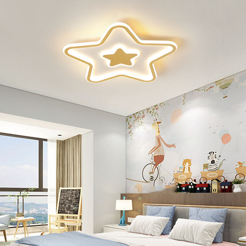 Modern Creative LED Flush Mount Acrylic Starry Ceiling Fixture in Gold