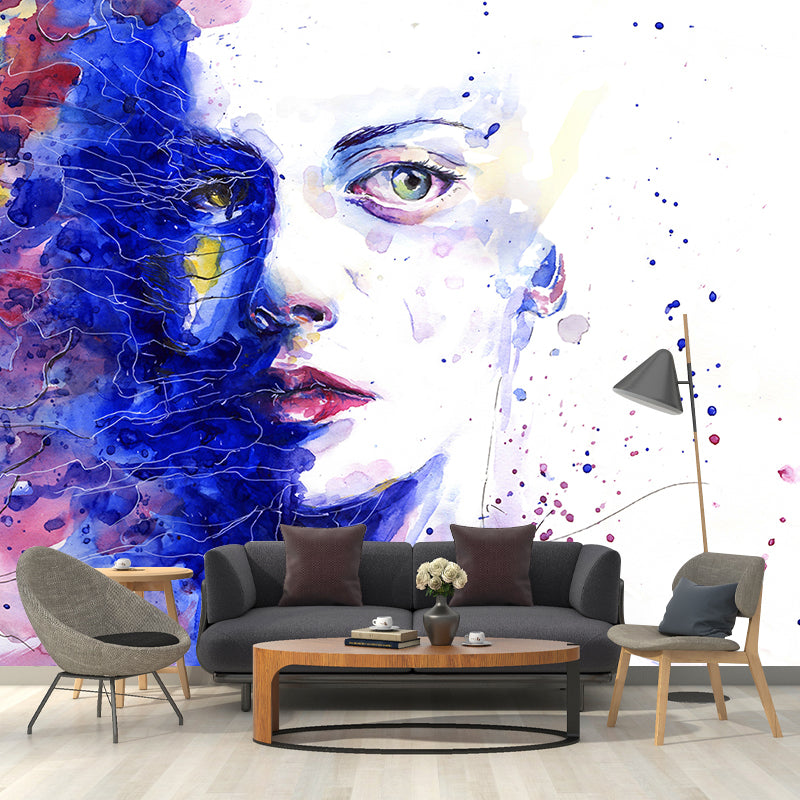 Washable Illustration Mural Wallpaper Watercolor Portrait Indoor Wall Mural