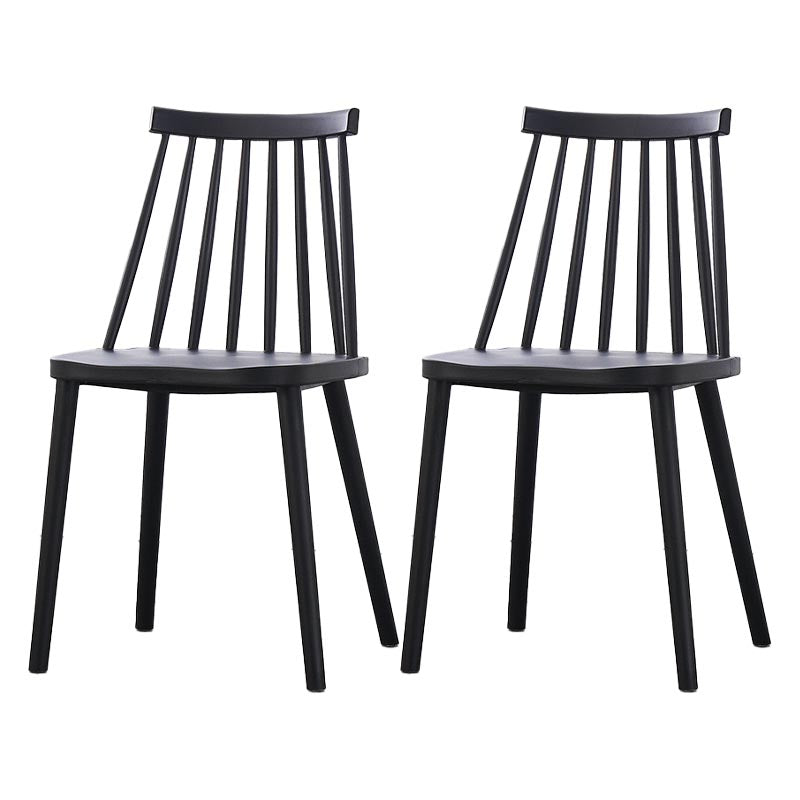 Contemporary Plastic Dining Chair Slat Back Side Chair in Matte Finish for Home