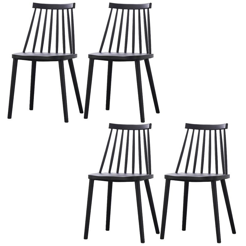 Contemporary Plastic Dining Chair Slat Back Side Chair in Matte Finish for Home