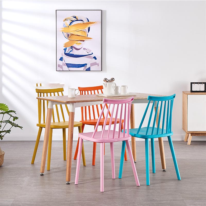 Contemporary Plastic Dining Chair Slat Back Side Chair in Matte Finish for Home