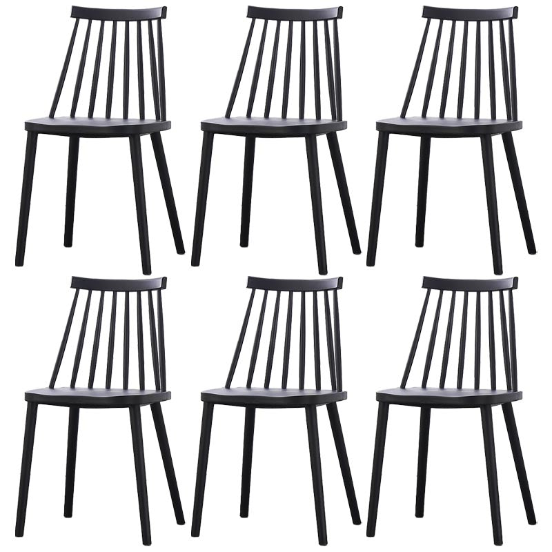 Contemporary Plastic Dining Chair Slat Back Side Chair in Matte Finish for Home