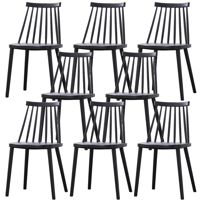 Contemporary Plastic Dining Chair Slat Back Side Chair in Matte Finish for Home