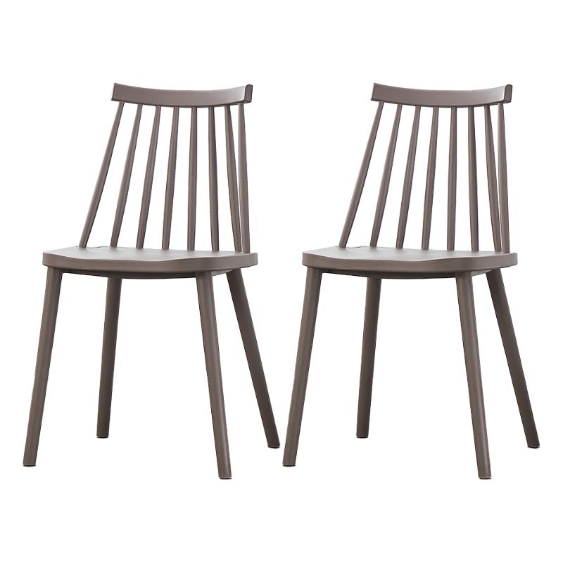 Contemporary Plastic Dining Chair Slat Back Side Chair in Matte Finish for Home