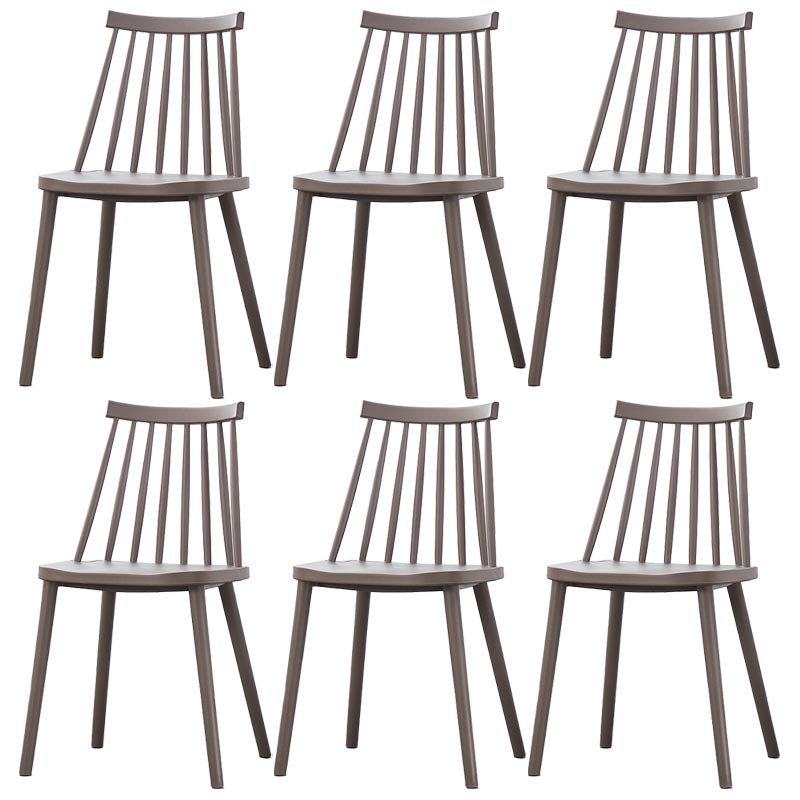 Contemporary Plastic Dining Chair Slat Back Side Chair in Matte Finish for Home