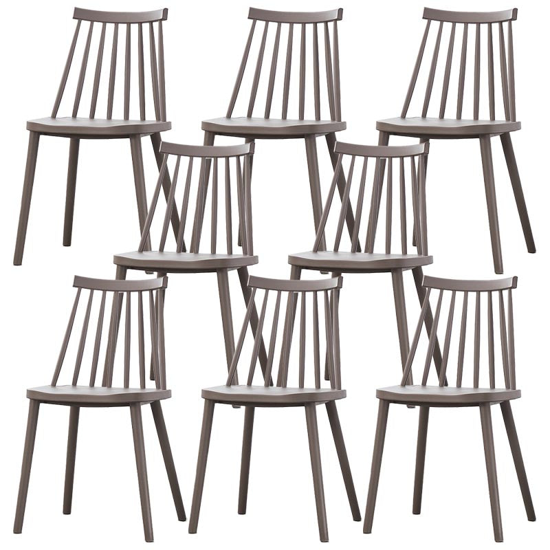 Contemporary Plastic Dining Chair Slat Back Side Chair in Matte Finish for Home