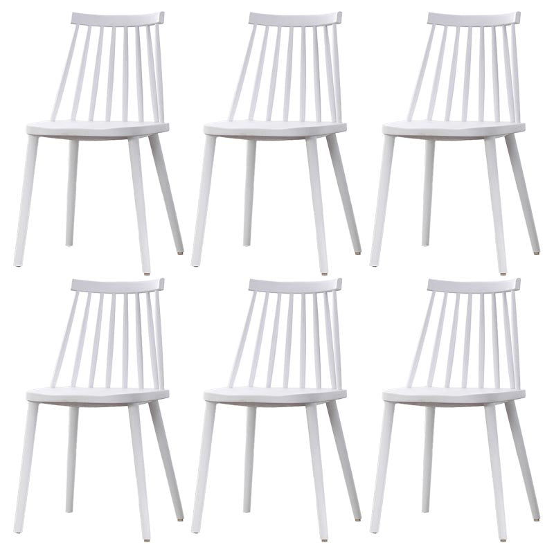 Contemporary Plastic Dining Chair Slat Back Side Chair in Matte Finish for Home