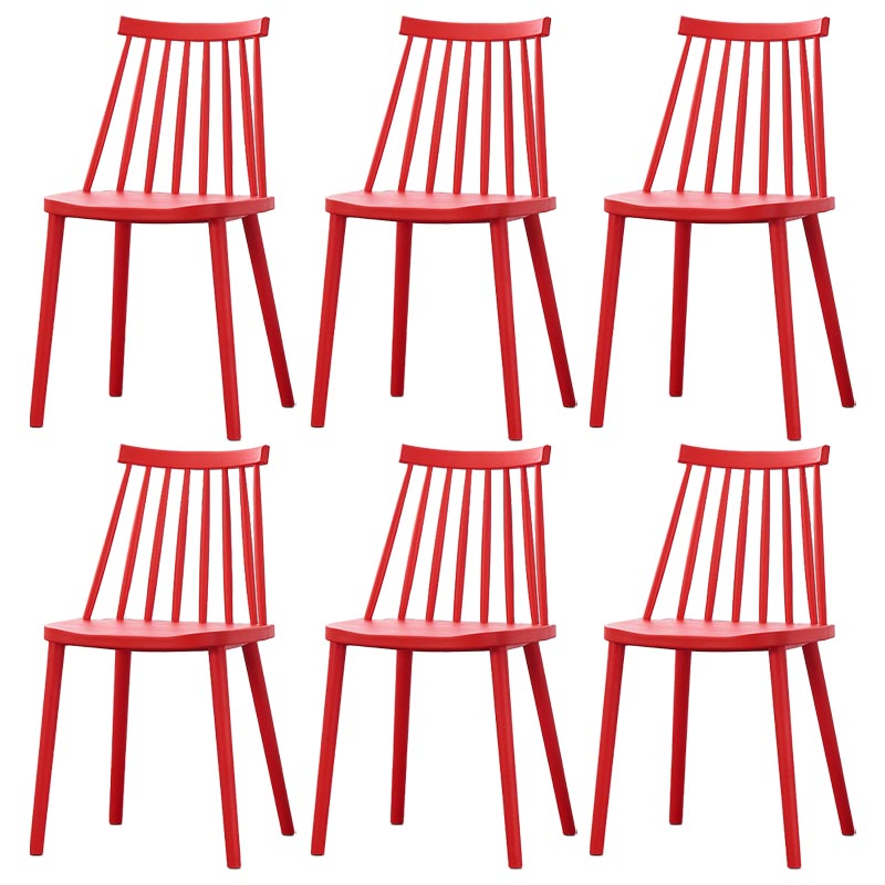 Contemporary Plastic Dining Chair Slat Back Side Chair in Matte Finish for Home