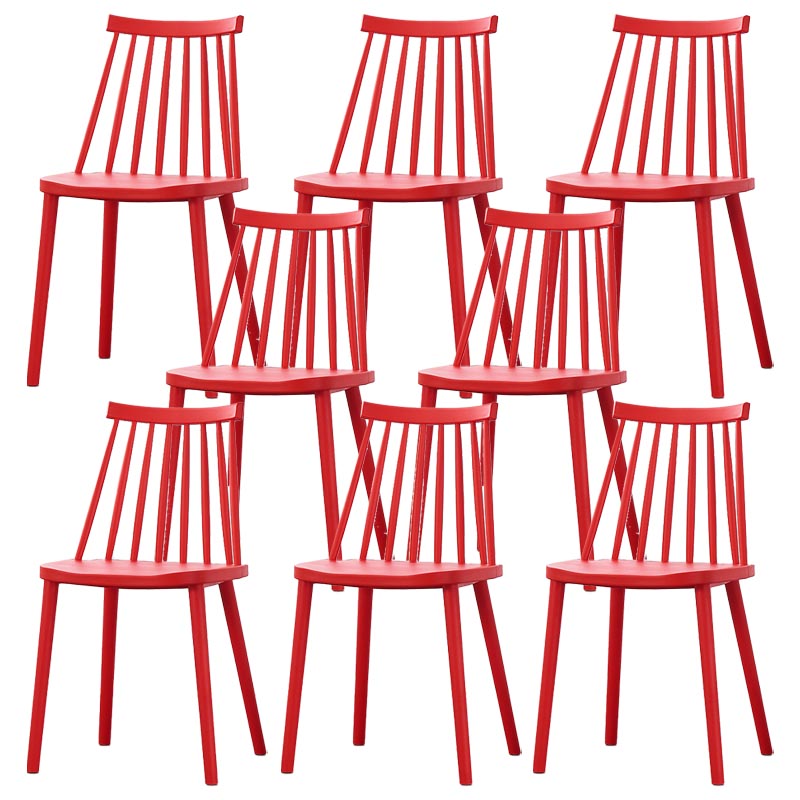 Contemporary Plastic Dining Chair Slat Back Side Chair in Matte Finish for Home