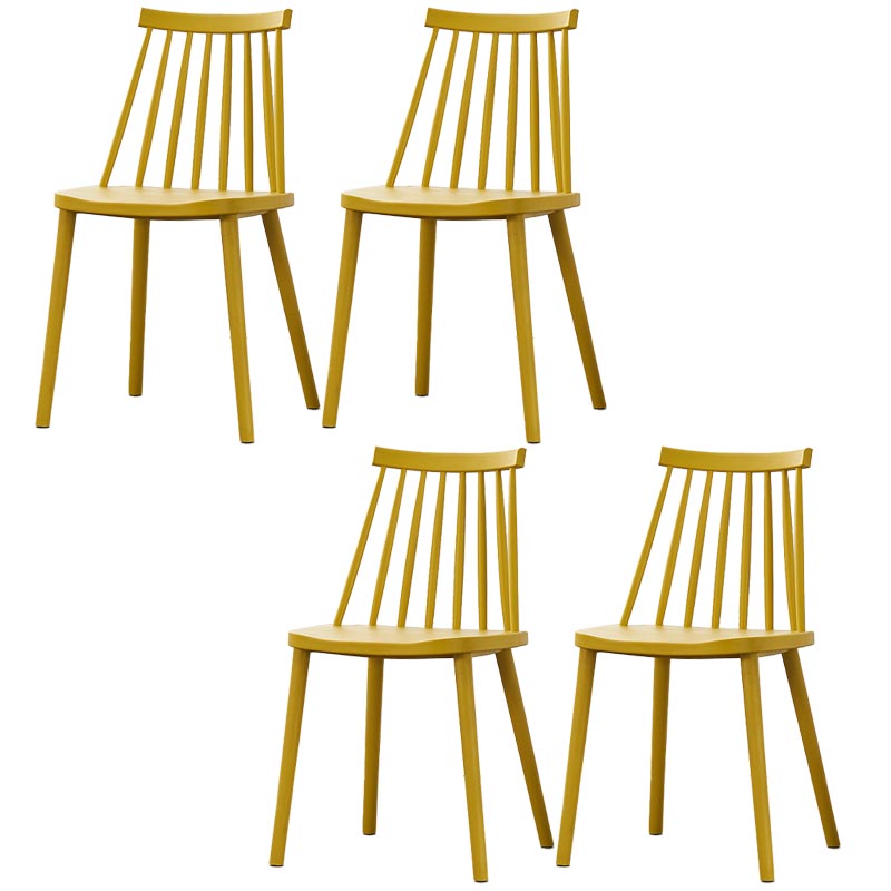 Contemporary Plastic Dining Chair Slat Back Side Chair in Matte Finish for Home