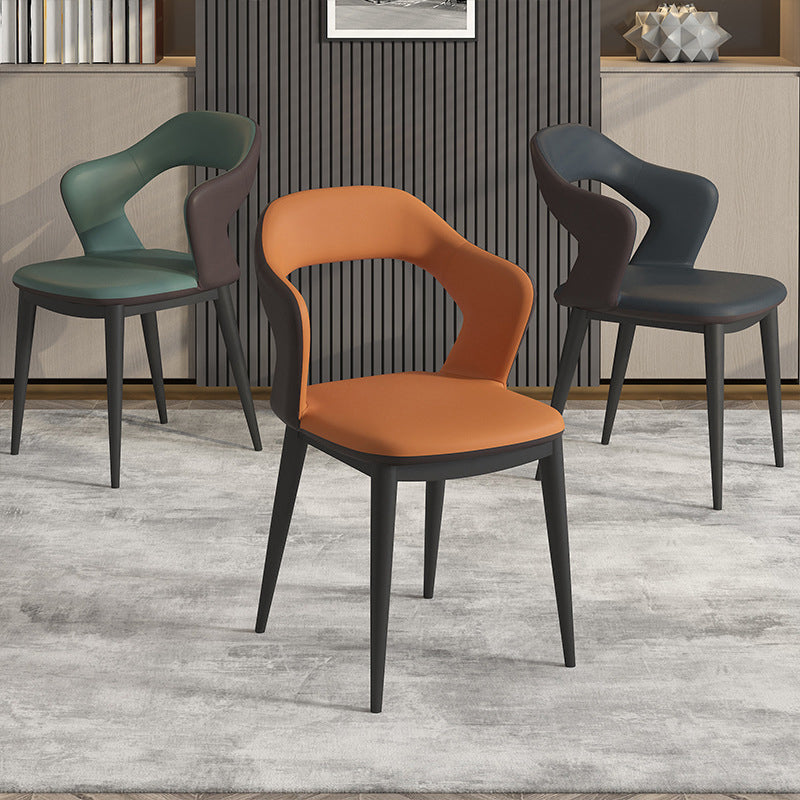 Modern Style Faux Leather Dining Side Chairs Open Back Dining Side Chair