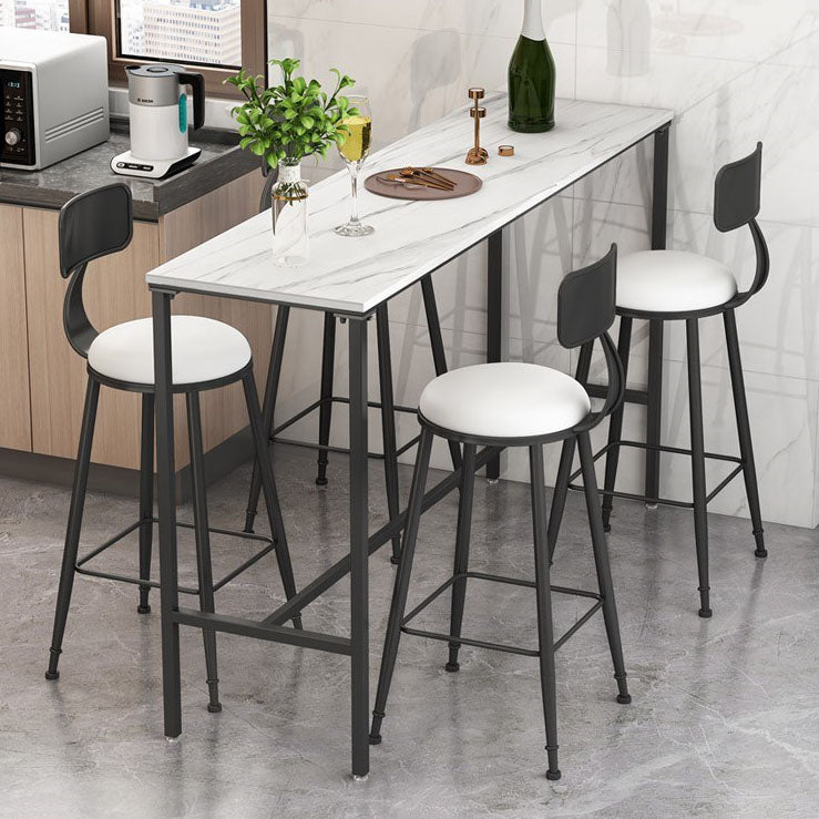 Sintered Stone Top Rectangular Bar Table Modern Bistro Table with Trestle Base