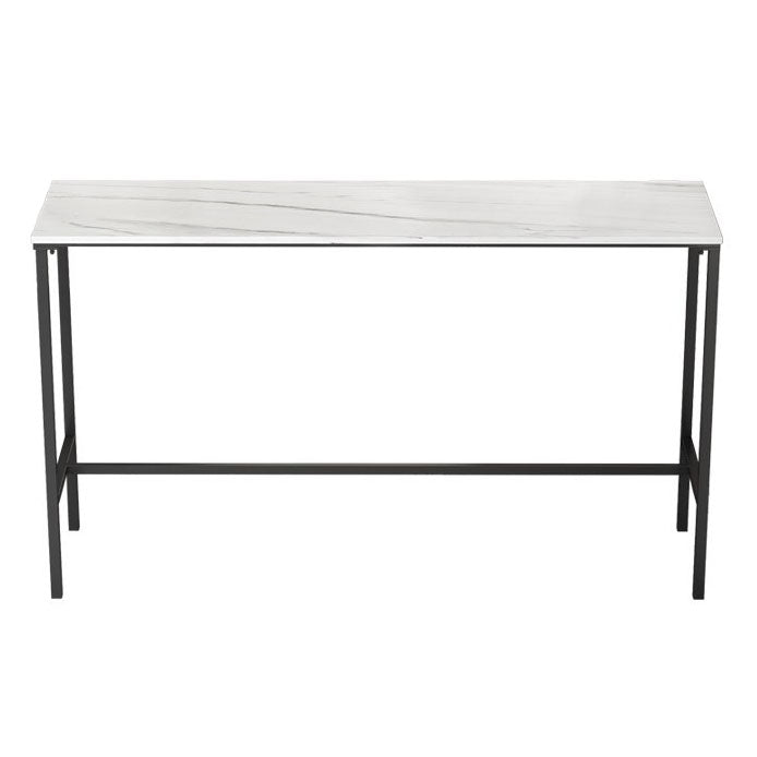 Sintered Stone Top Rectangular Bar Table Modern Bistro Table with Trestle Base