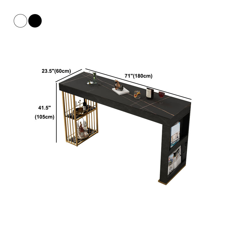 Glam Style Stone Bar Table Rectangle Bar-Height Bistro Pub Table