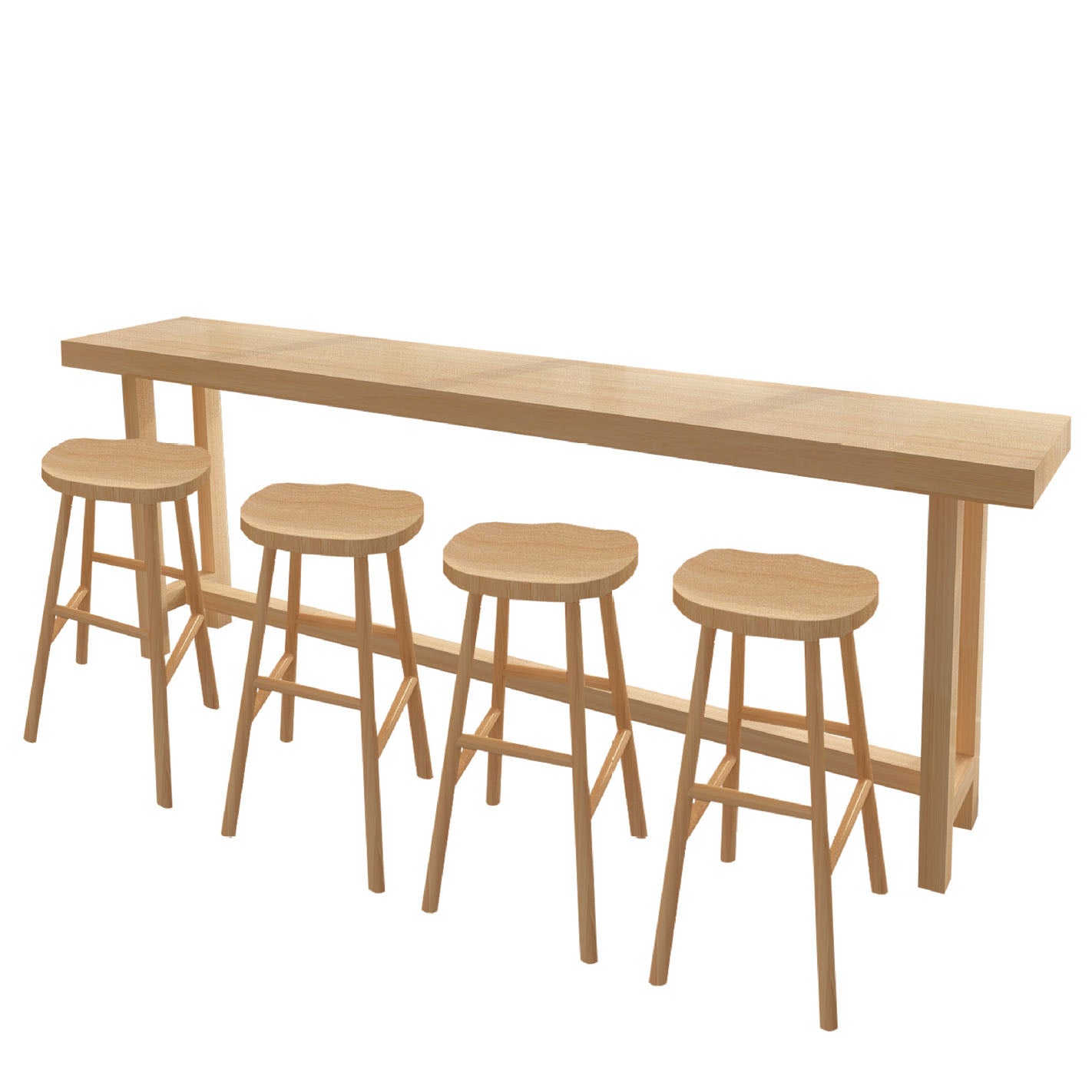 Contemporary Style Rectangle Bar Table Solid Wood Bistro Bar Desk with Trestle Base