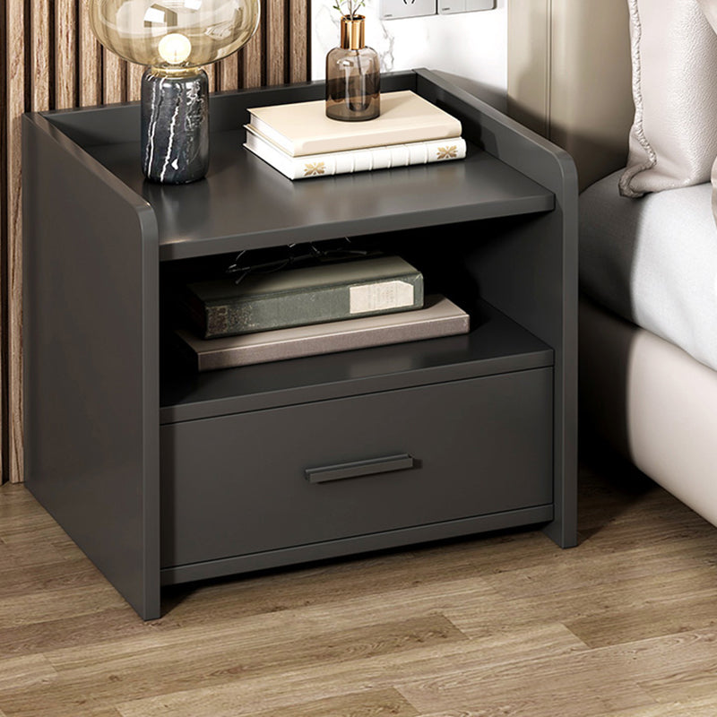 Wooden Nightstand with Drawer /16.5"20.8"Tall Nightstand in Brown / Black / White