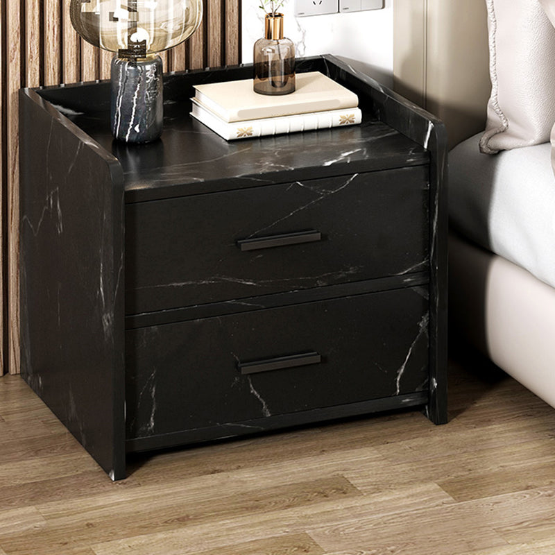 Wooden Nightstand with Drawer /16.5"20.8"Tall Nightstand in Brown / Black / White