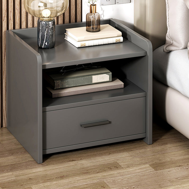 Wooden Nightstand with Drawer /16.5"20.8"Tall Nightstand in Brown / Black / White