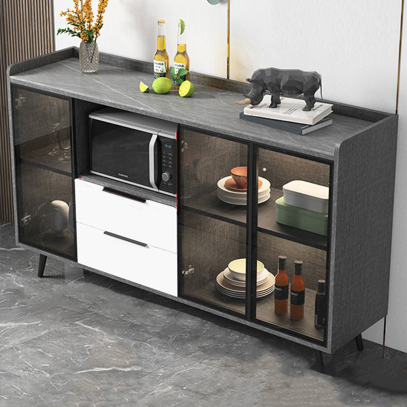 Rectangle Storage Sideboard Modern Kitchen Cabinet with Drawers and Doors without Lamp