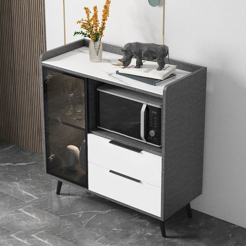 Rectangle Storage Sideboard Modern Kitchen Cabinet with Drawers and Doors without Lamp