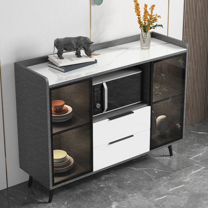 Rectangle Storage Sideboard Modern Kitchen Cabinet with Drawers and Doors without Lamp