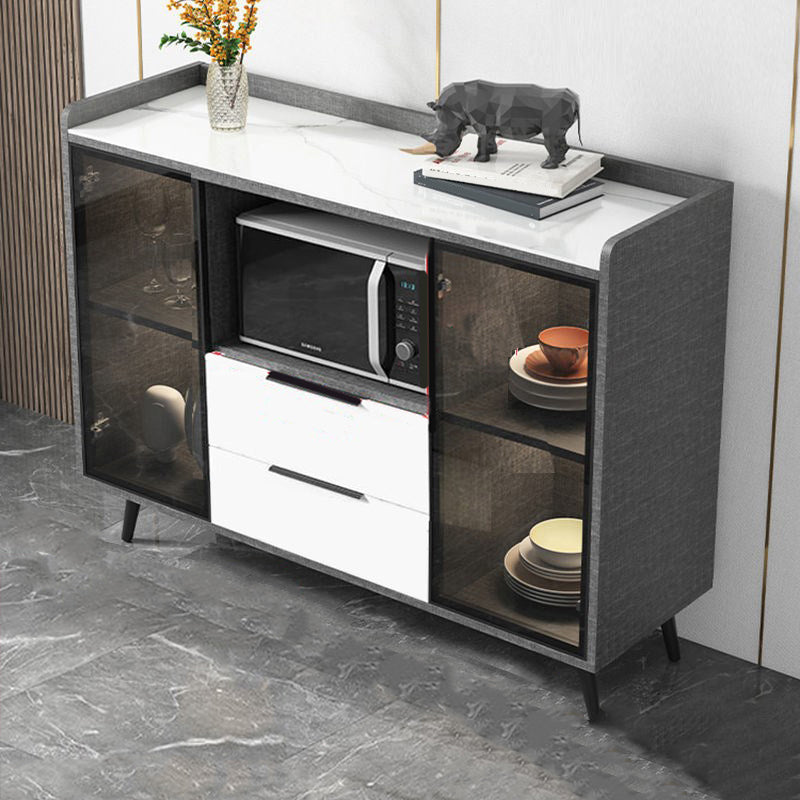 Rectangle Storage Sideboard Modern Kitchen Cabinet with Drawers and Doors without Lamp