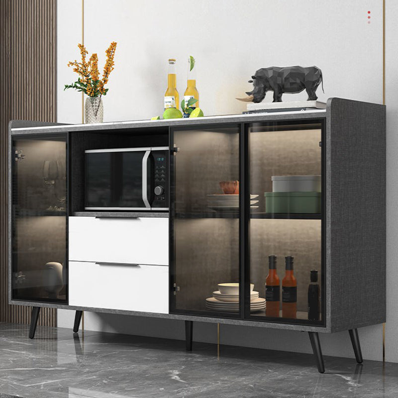 Rectangle Storage Sideboard Modern Kitchen Cabinet with Drawers and Doors without Lamp