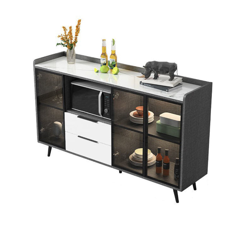 Rectangle Storage Sideboard Modern Kitchen Cabinet with Drawers and Doors without Lamp