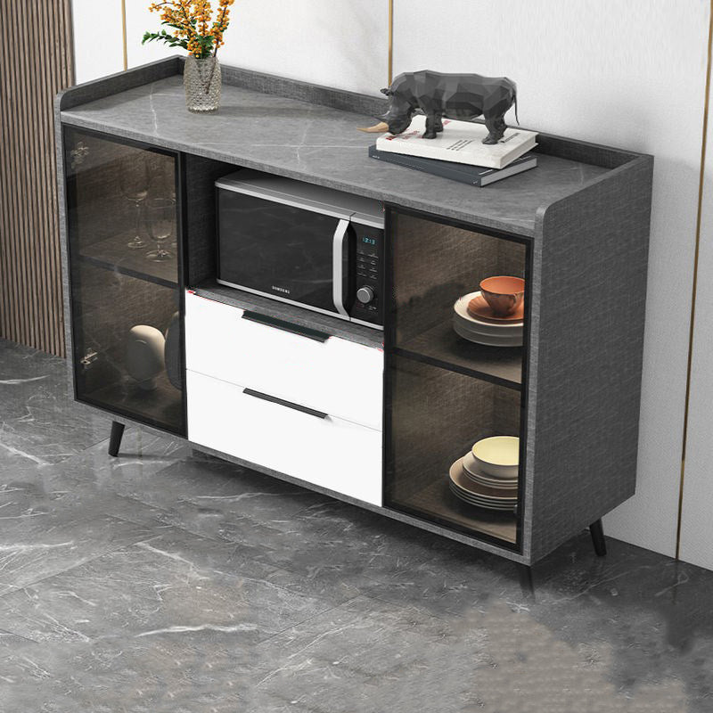 Rectangle Storage Sideboard Modern Kitchen Cabinet with Drawers and Doors without Lamp