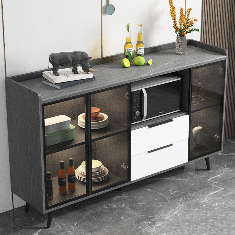 Rectangle Storage Sideboard Modern Kitchen Cabinet with Drawers and Doors without Lamp